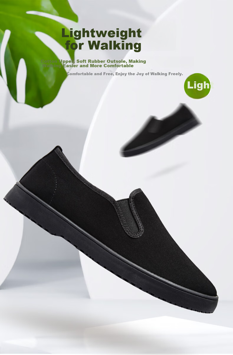 BUSHEYUAN Traditional Casual Middle-aged and Elderly Beijing Cloth Shoes Men 83X-1822 Black Size 38 4