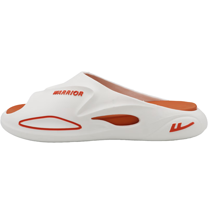 Warrior Men's Sports Slippers Summer Wear-Resistant Thick-Soled Casual Sandals Home Slippers SDJ-3A20 White Orange Size 42-43