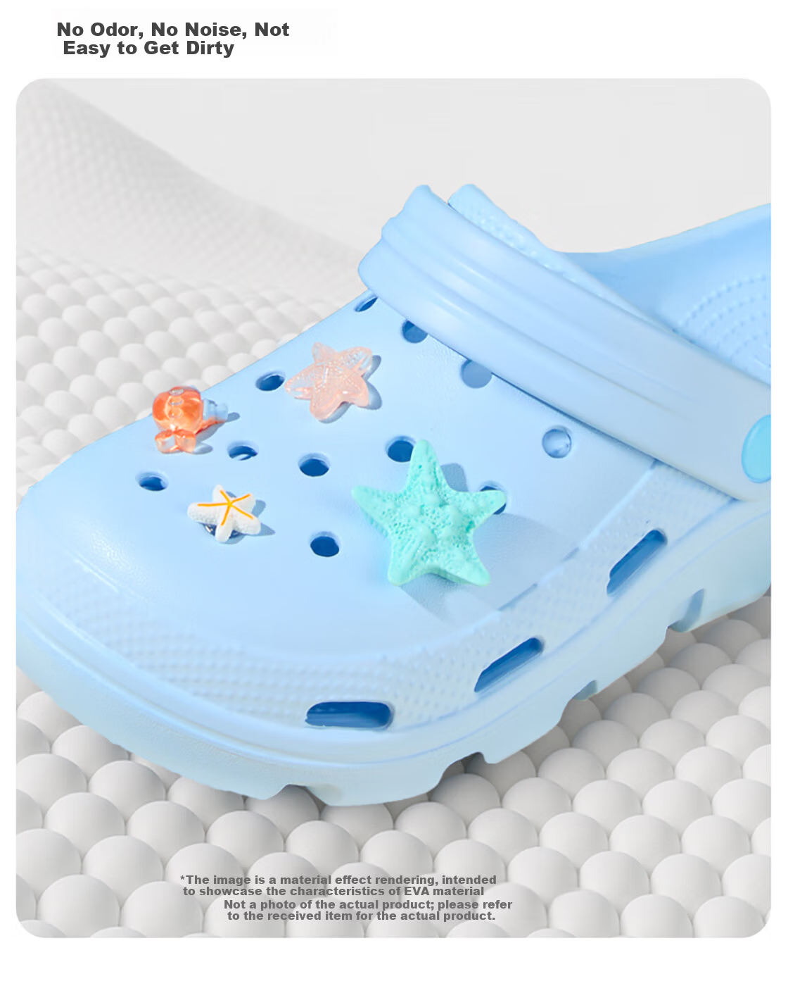 MINISO Colorful Ocean Series Perforated Slippers, Blue, Size 37-38 3