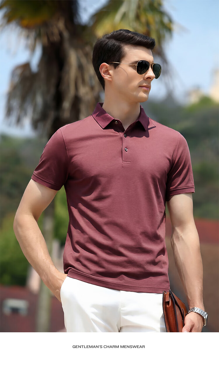 Antonio [Mulberry Silk & Long Staple Cotton] Luxury Father's Day Polo Shirt Men's Business Casual Short Sleeve T-Shirt 12