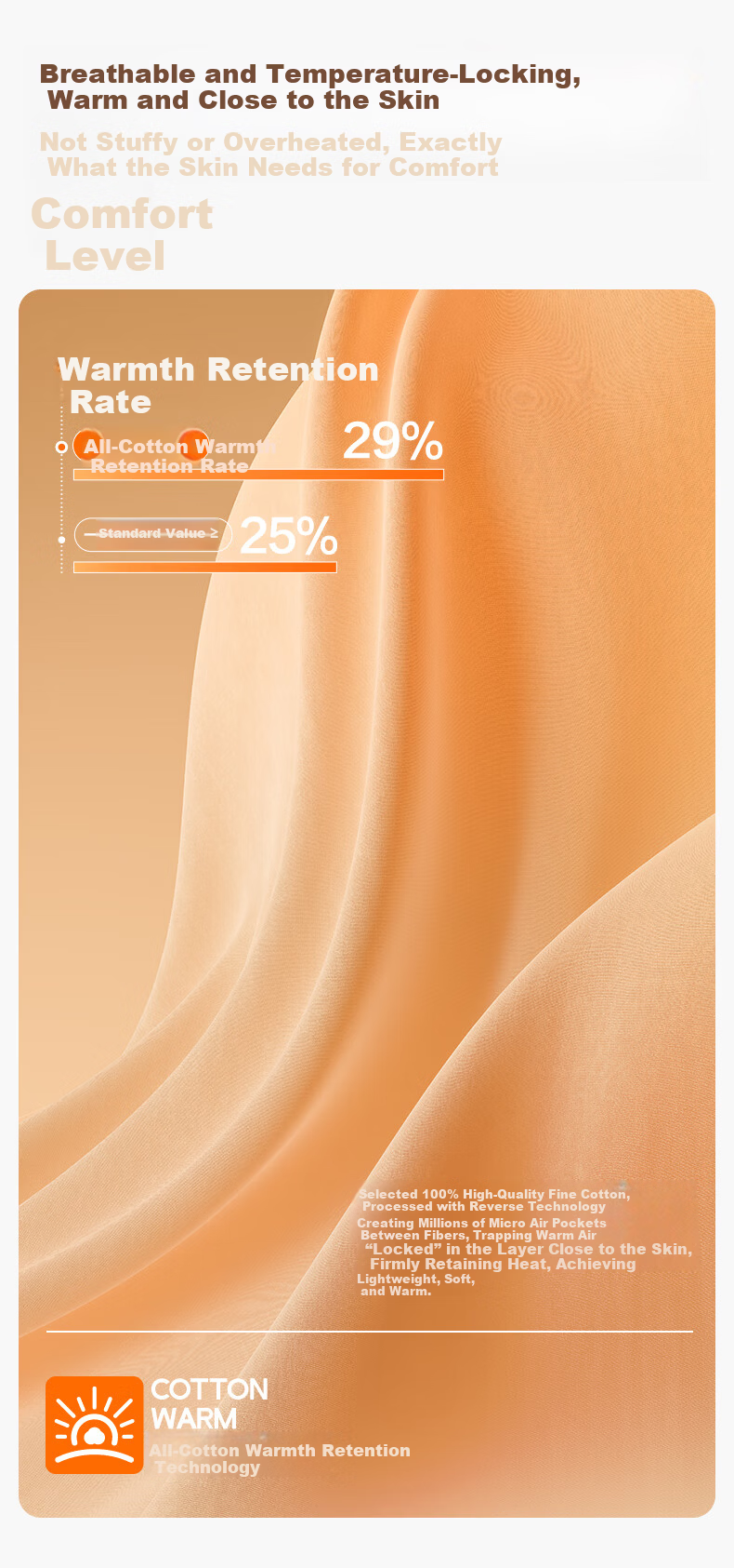 PurCotton Women's Long-Staple Cotton 7A Antibacterial Soft Bare-Skin Lightweight Warm Base Layer (Mall Same Style) 5