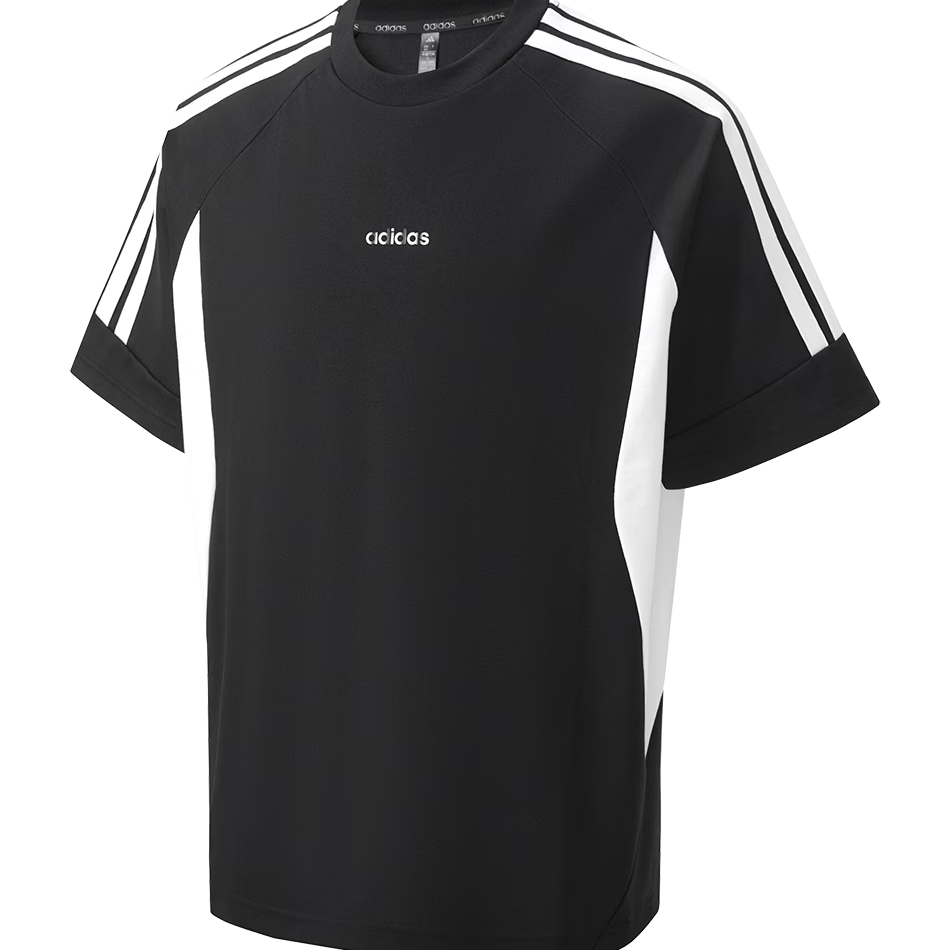 Adidas Men's Summer Sports Cotton Breathable Lightweight Loose Fit Short Sleeve T-Shirt Black/White M