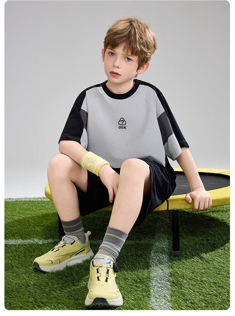 ASK JUNIOR Children's Quick-Dry Set Summer 2026 Boys' Short Sleeve T-Shirt and Sports Shorts Two-Piece Set 21