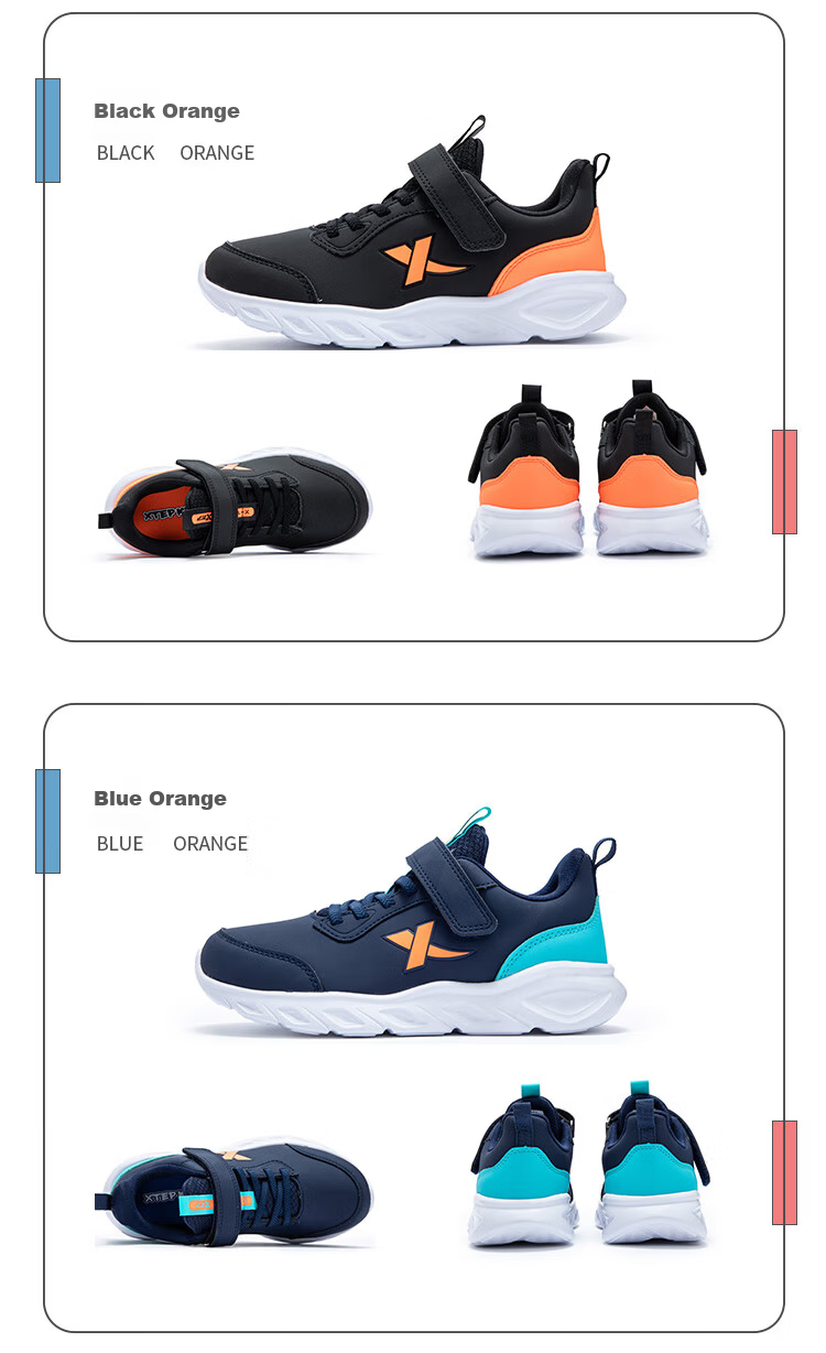 XTEP Kids Basic Running Shoes Boys Versatile Running Sneakers Deep Blue/Bay Blue Size 39 15
