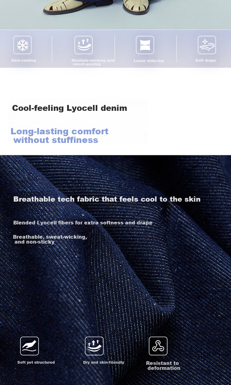 Giordano Women's Pants 2026 Summer New Lyocell Cool Pleated Mid-Waist Wide-Leg Jeans 13416324 4