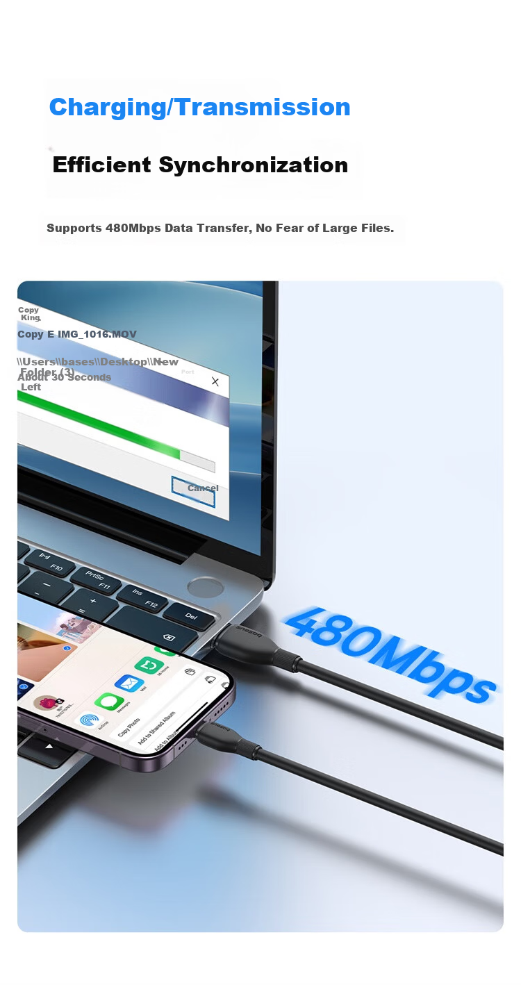 Baseus Fast Charging Data Cable for Apple iPhone 14/13/12 Pro Max/XR/Xs/11/8 iPad Tablet Charger Cable Car Use 1.5m Starry Black 9
