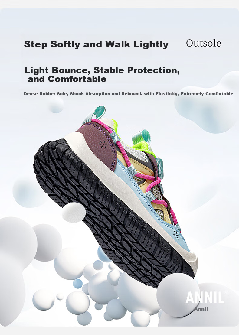 ANNIL Girls' Sports Shoes, 2026 New Summer Breathable Mesh Running Shoes, Children's Hiking Shoes, 5326 Light Purple, Size 36 3