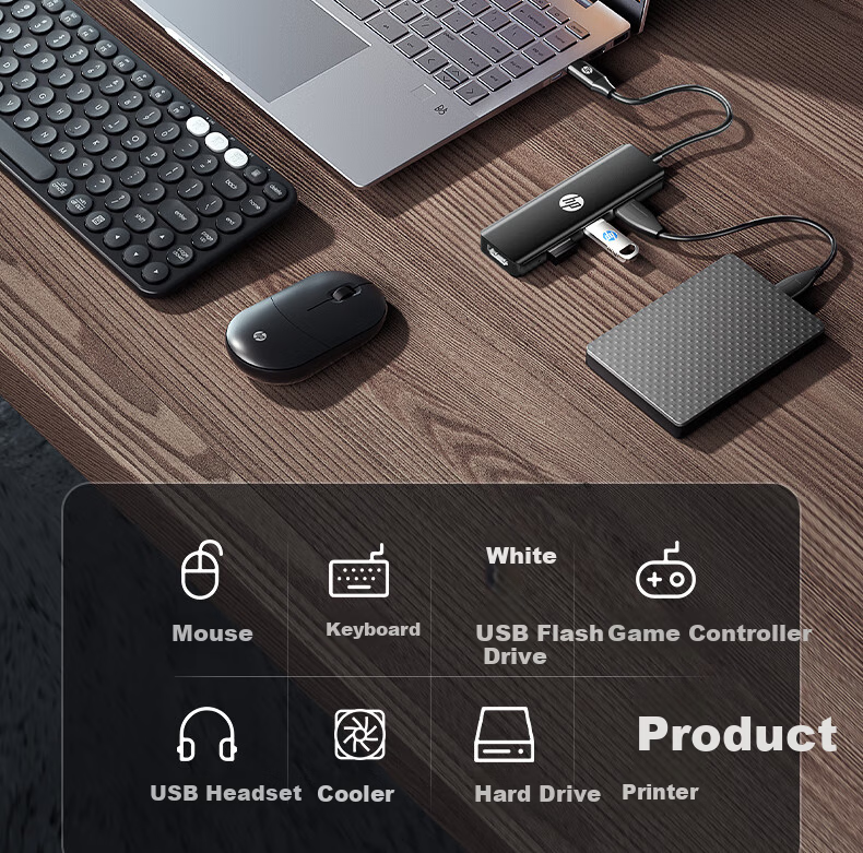 HP USB Hub, Computer USB Multi-Port Splitter Docking Station, USB Extension Cable Adapter Converter, Laptop Docking Station [Xinxiangshijing] 3