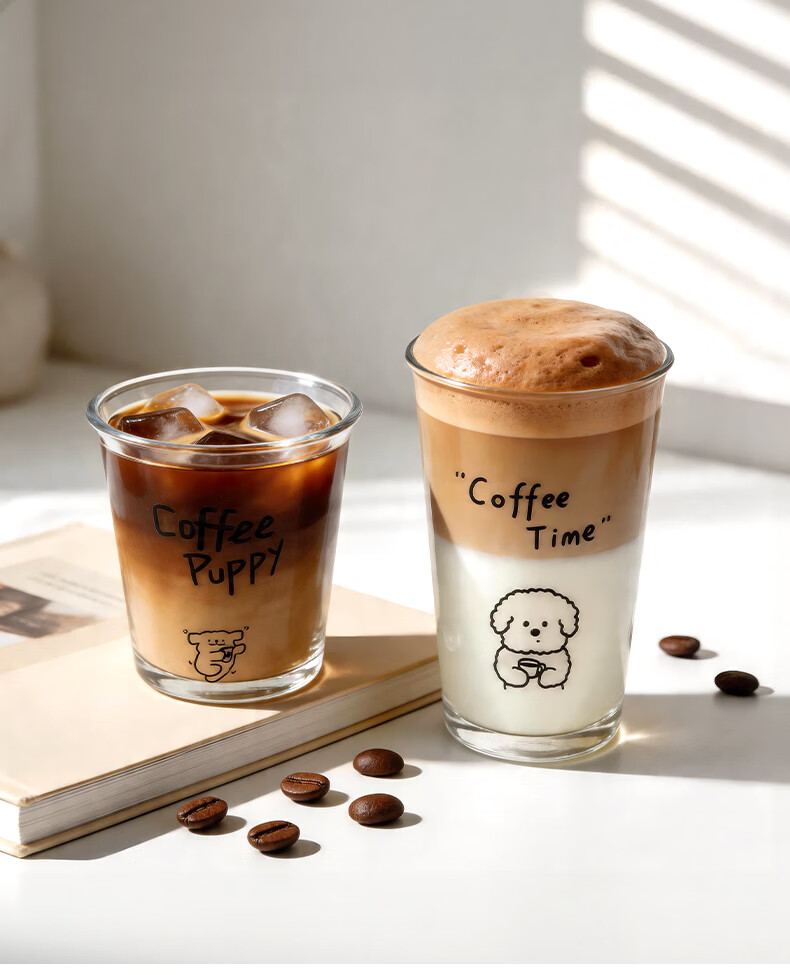 Mongdio Glass Coffee Cup Iced Americano Cold Brew Dirty Iced Latte Transparent Cup Letter Iced Cup 350ml 5