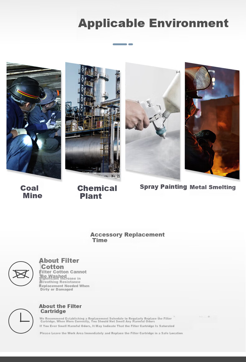 Kailehu Gas Mask Respirator Paint Spray Dustproof Industrial Chemical Pesticide Organic Vapor Protective Face Mask 9