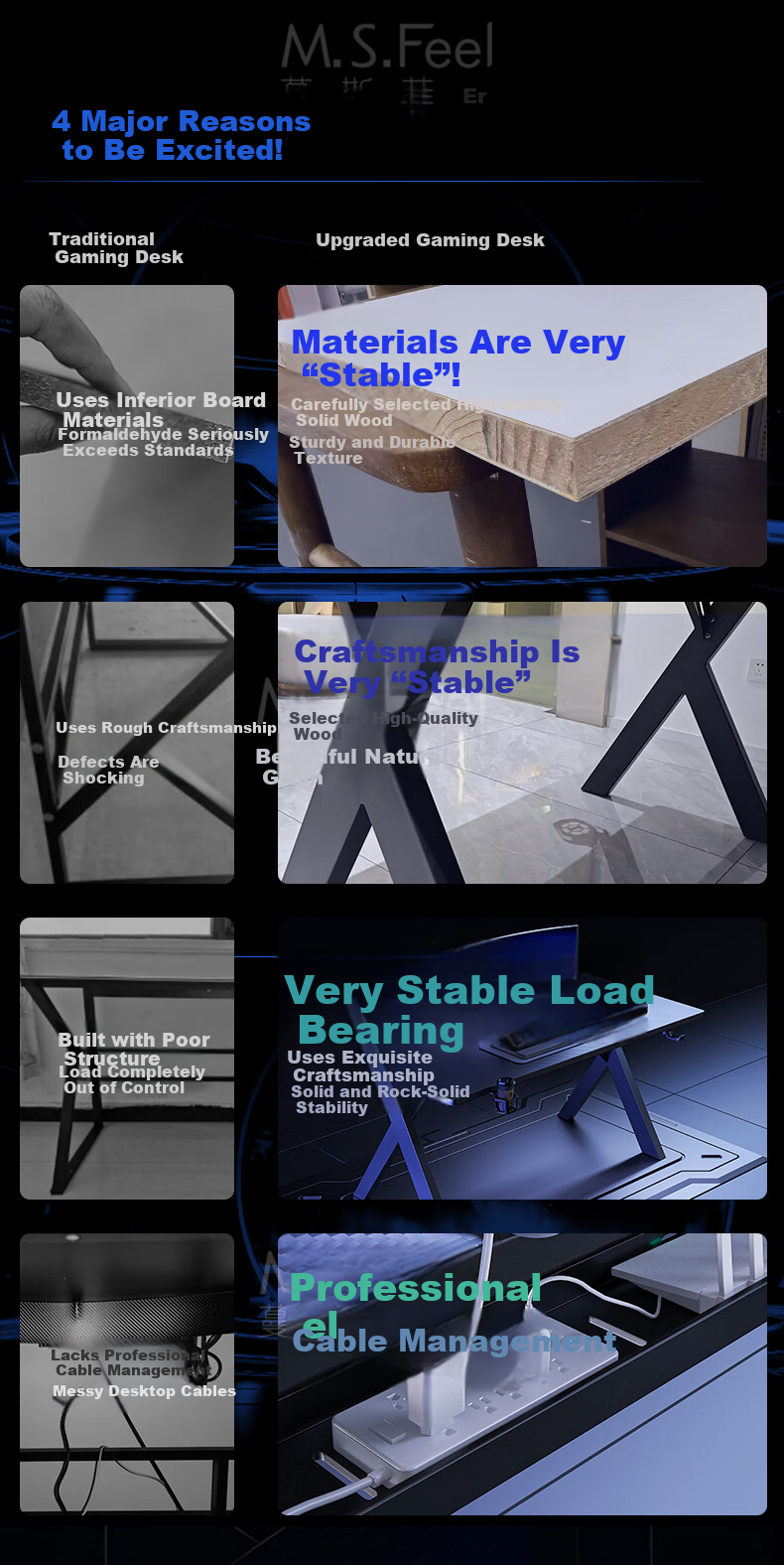 MSFE Computer Desk, Gaming Table X Series, Two-Stage Double-Person Simple Home Desk, Office Study Writing Table 1