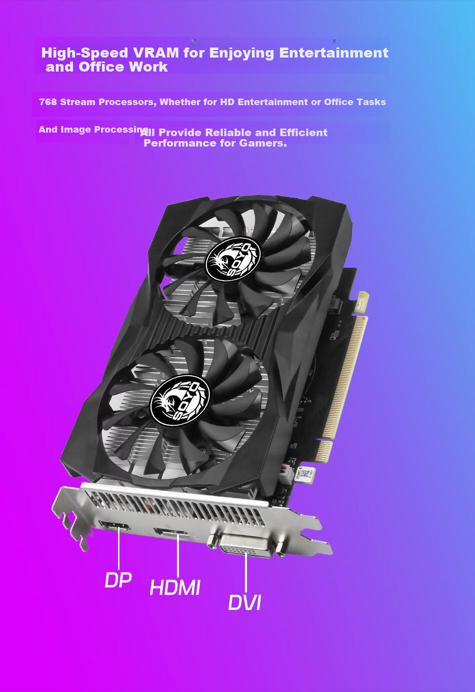 Meijie SY-GTX1050Ti Yanlong 4GB GDDR5 Dedicated Graphics Card Gaming PUBG HD Video Upgraded Office Live Streaming Editing Design Low Power Independent GPU 6