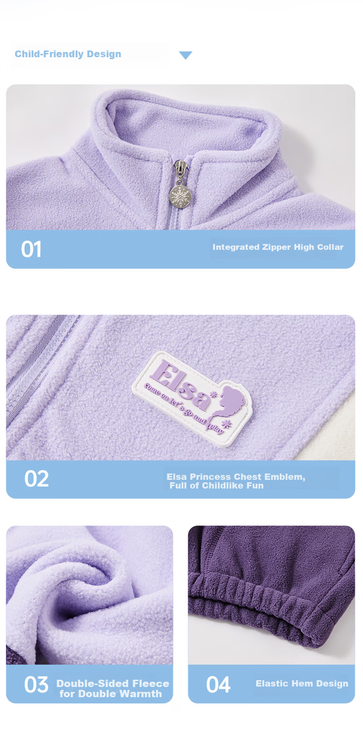 Disney Kids Elsa Fleece Baby Jacket Girls Spring 2026 New Children's Casual Versatile Top 2