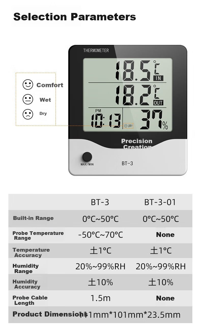 Elitech Laboratory Temperature and Humidity Meter Industrial Digital High-Precision Thermometer with Alarm BT-3-01 6
