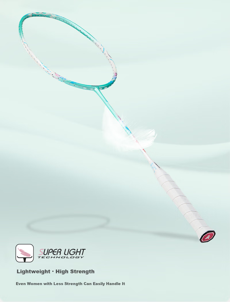 Kawasaki Queen 500 Full Carbon Ultra-Light 5U High Tension Offensive Badminton Racket White Pink White Strings 9
