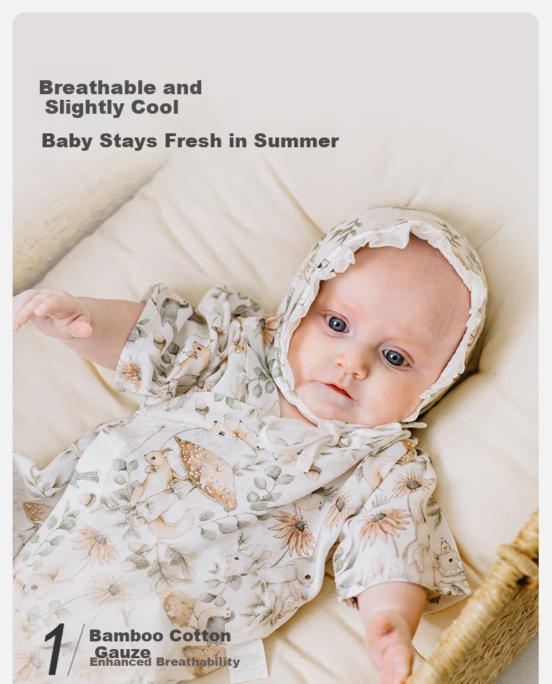 OAK FAMILY Newborn Baby Clothes Early Autumn Romper Thin Baby Bodysuit Pear Orchard 90cm 1
