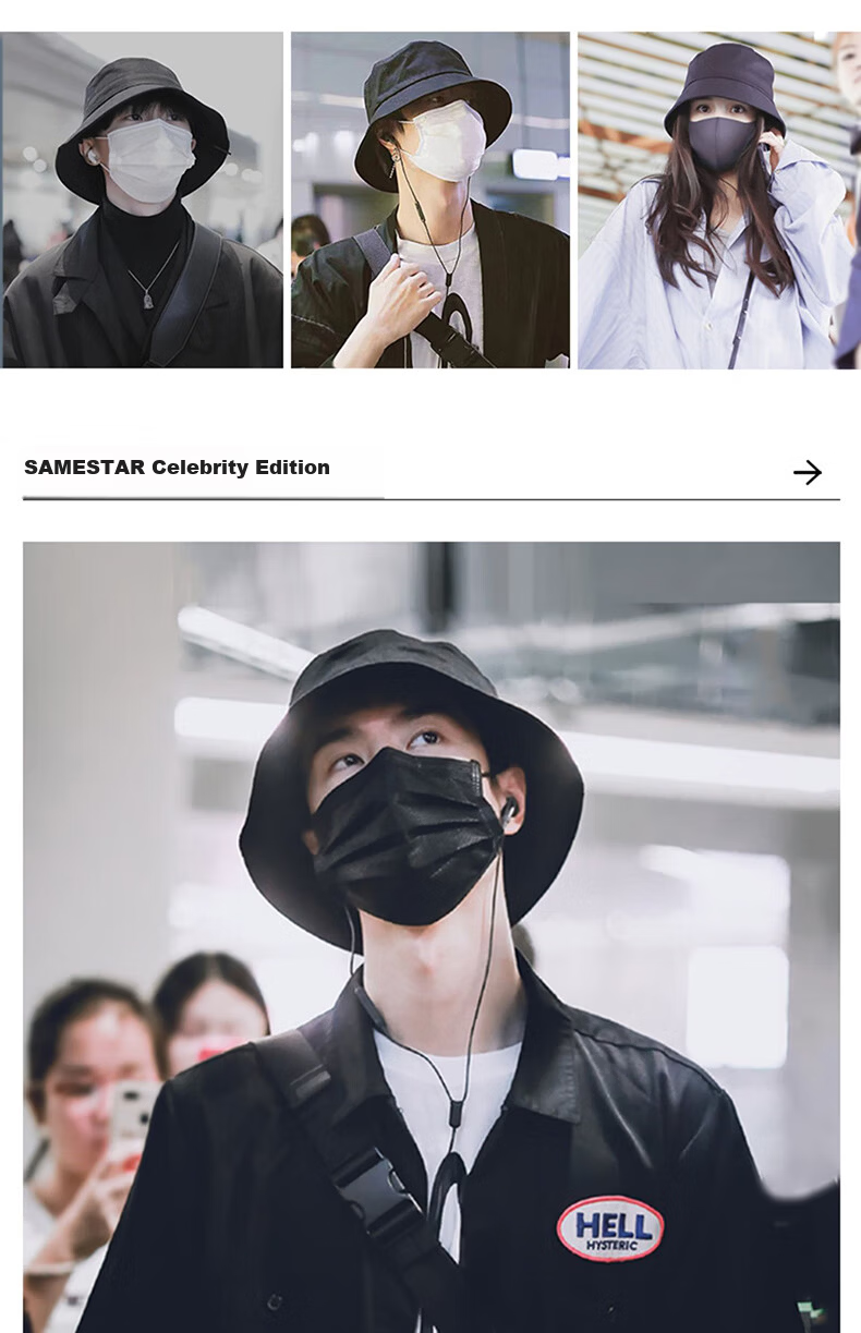 XUEXIMAN Men's Fisherman Hat Large Size Sunshade Black Simple Sun Hat Women's Sun Protection Hat 7