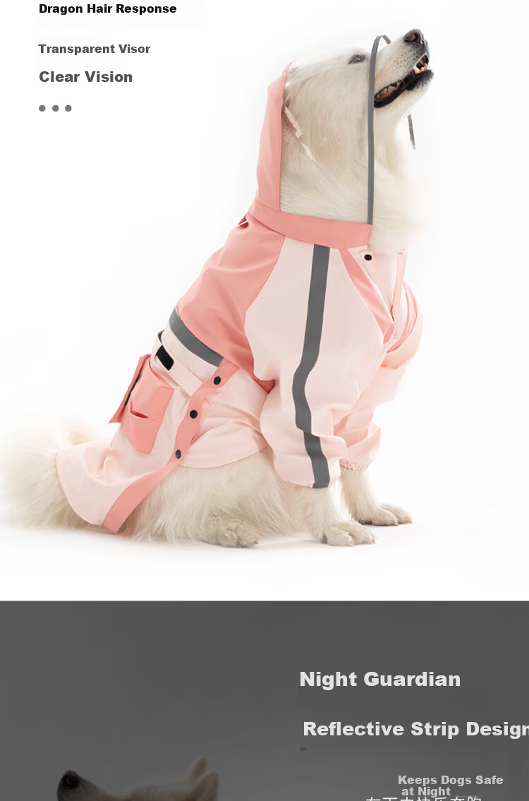 Qinfiman Dog Raincoat Large Dog Waterproof Hooded Rain Jacket for Golden Retriever Samoyed Alaskan Frost Blue 4XL 3