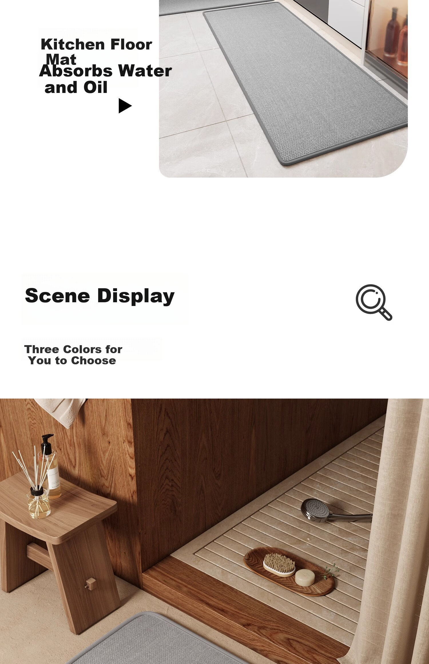 ZHUJUN Imitation Linen Woven Bathroom Mat Absorbent Non-Slip Doorway Rug Foot Mat Washroom Entrance Carpet 8