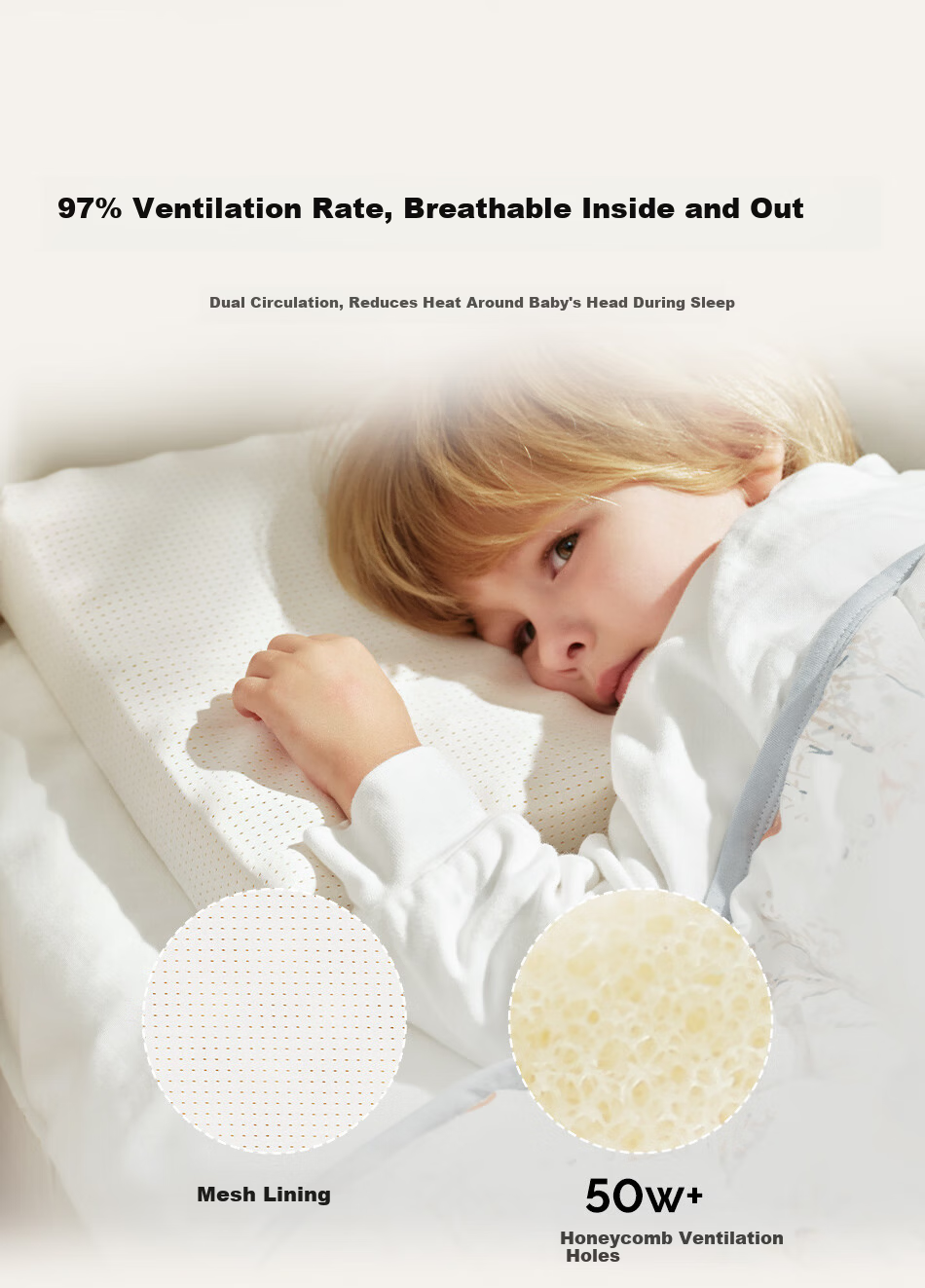 Cutelife Baby Pillow Silicone Washable Antibacterial Breathable Spinal Protection Pillow for Toddlers 1-3 Years Whale Leap Star Sea 2