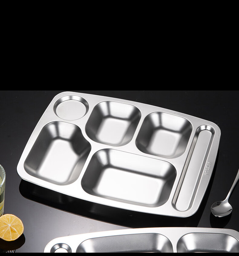 Zhuoliang 304 Stainless Steel Compartment Plate Adult Meal Tray School Canteen Self-Service Food Grade 16