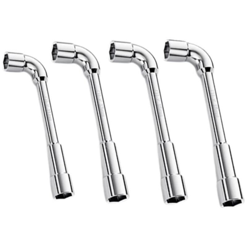 DELIXI ELECTRIC L-Shaped Hex Socket Wrench Pipe Wrench 7-Shaped Double-Ended Perforated Tire Wrench 4-Piece Set