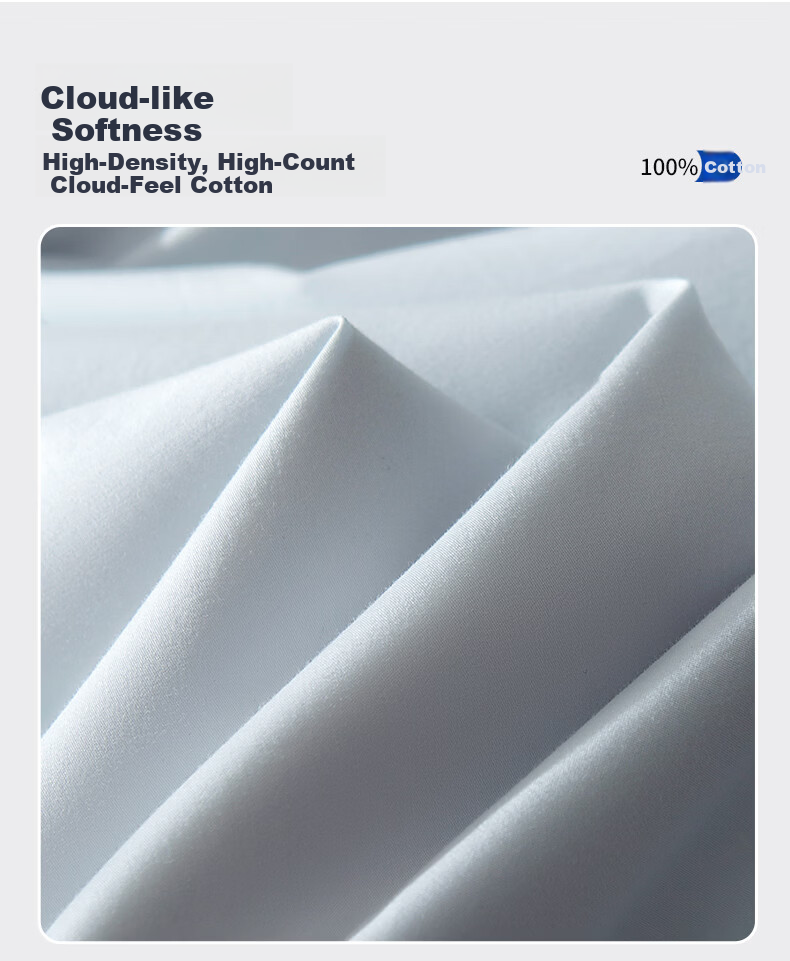 Anmino 100% Anti-Mite Four-Piece Set AB Side Pure Cotton Light Velvet Micro Brushed A-Class Bedding Dust Mite Resistant Allergy Friendly 1.5m Fitted Sheet Set 4
