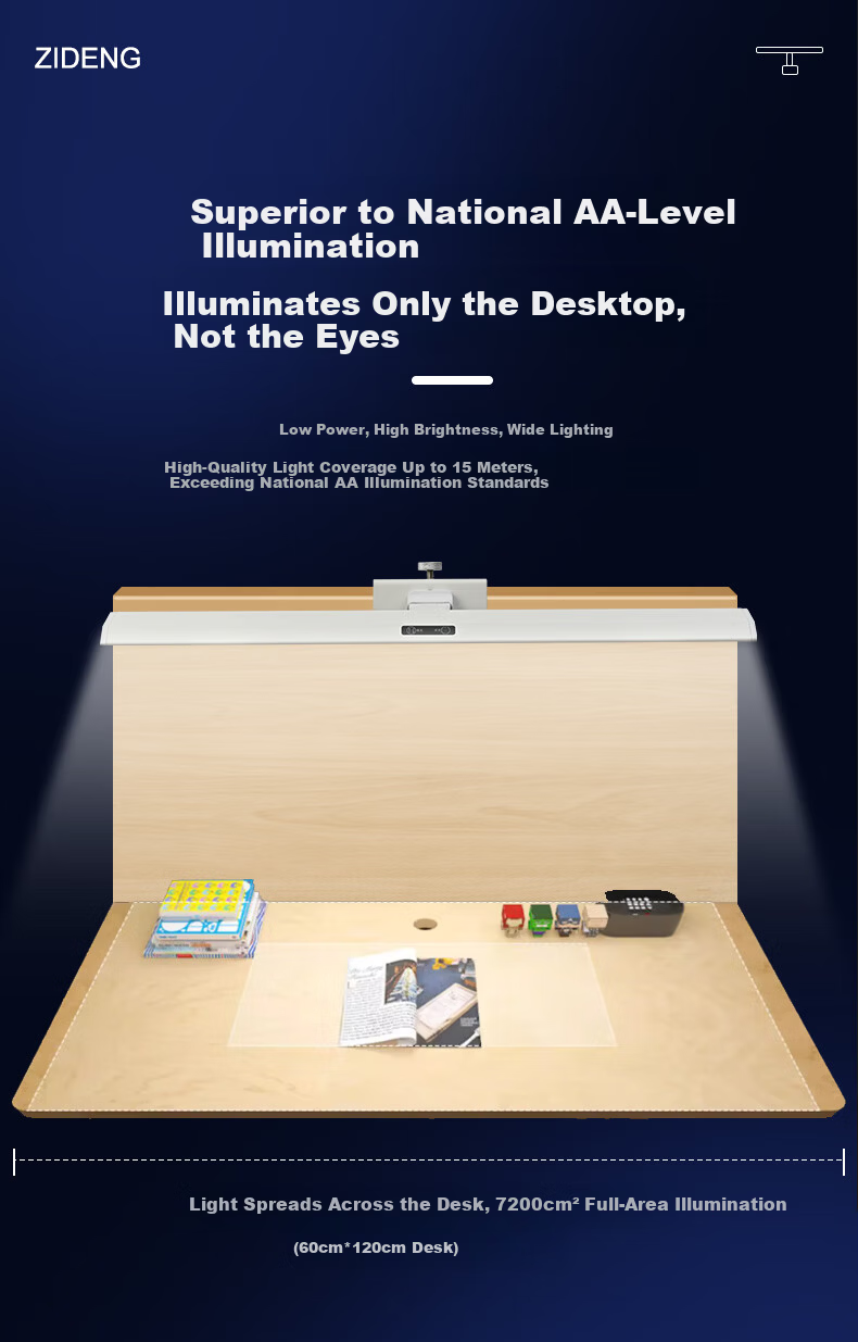 ZIDENG AA Grade Eye Protection Desk Lamp with Clip Full Spectrum Reading Lamp for Students and Children 4