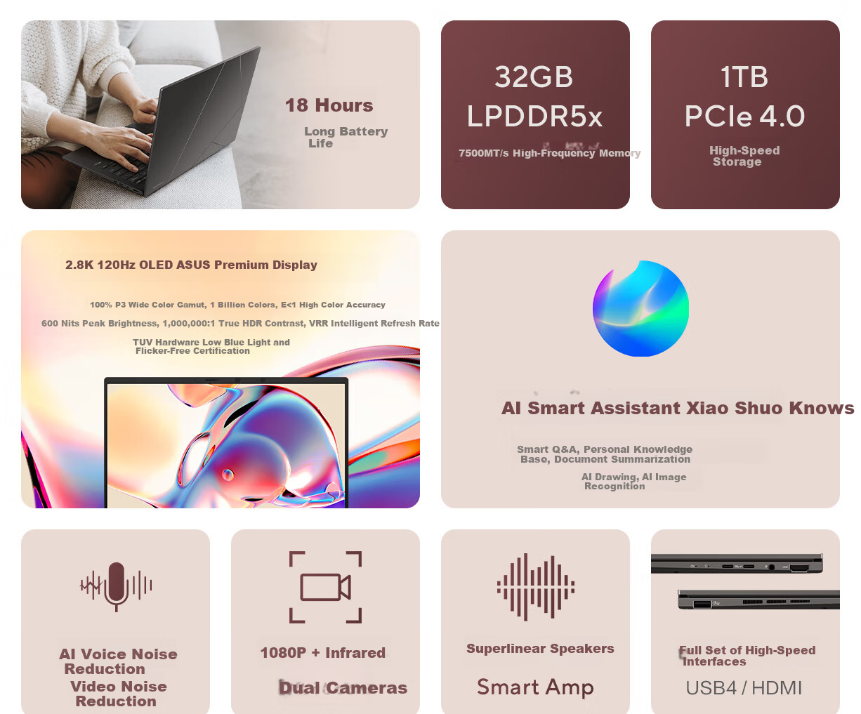 ASUS Zenbook S 16 Core Ultra7 Lunar Lake 2.8K 120Hz OLED 1.1cm Ultra-thin AI Laptop (258V 32GB 1TB) 4