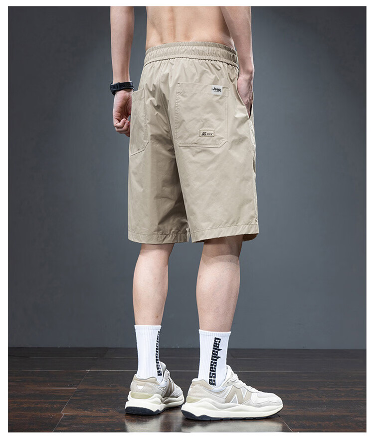JEEP Men's Summer Ice Silk Thin Quick-Dry Loose Casual Sports Cargo Shorts Khaki 4XL 19