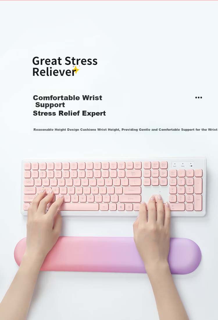 Biyoumei Memory Foam Wrist Rest Keyboard and Mouse Pad, Comfortable Fabric Surface, Cute Non-Slip Texture, Ergonomic Wrist Support for Gaming, Unisex - Blue and Orange 2