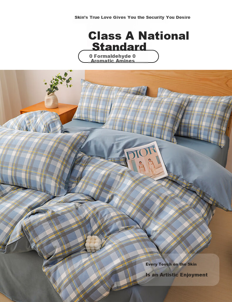 Jinhao Pure Cotton Quilt Cover A-Class Antibacterial Mite-Resistant 100% Cotton Duvet Cover for Double Bed 180*220 Lavender 2