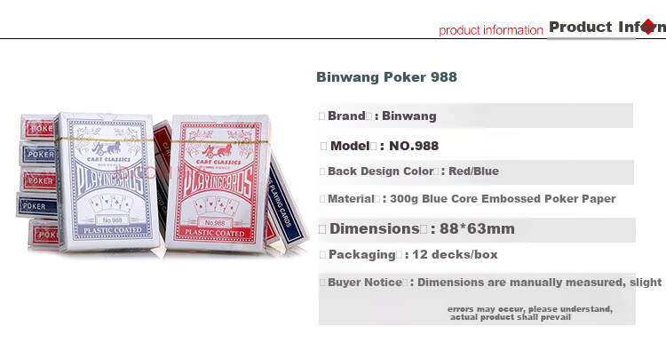 Binwang Texas Hold'em Poker Cards Wide High-Quality Durable Anti-Peeping Thickened Table Game Cards Red and Blue 12 Decks Set 988 2