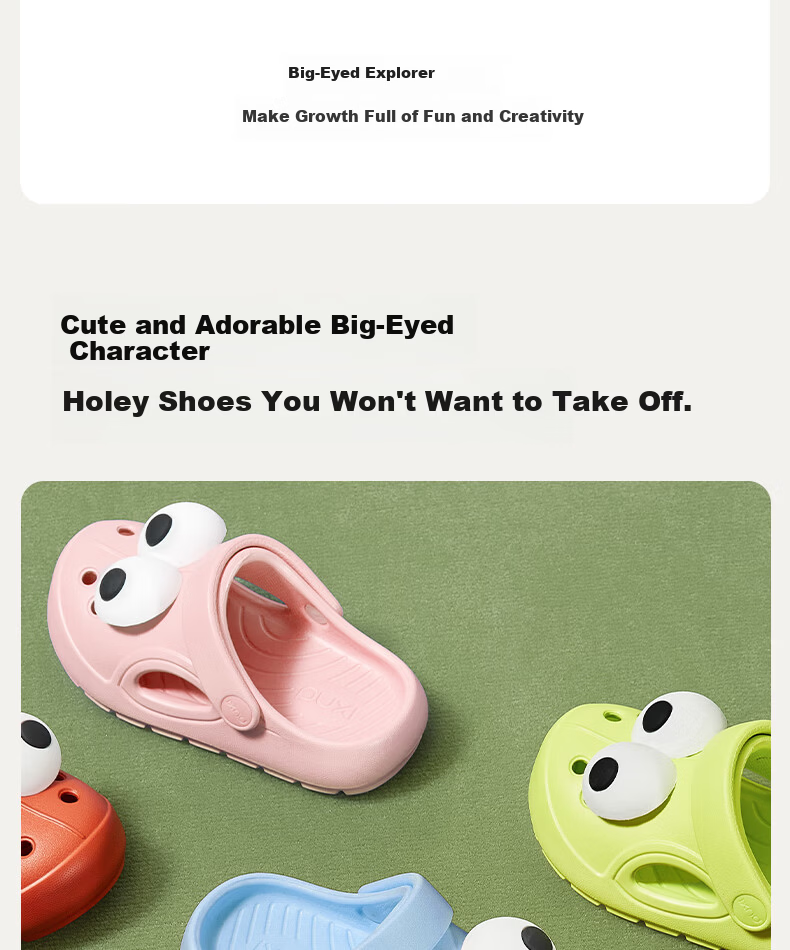 Puxi Big Eye Kids Unisex Non-Slip Cute Soft Sole Beach Shoes Children's Closed-Toe Slippers 4