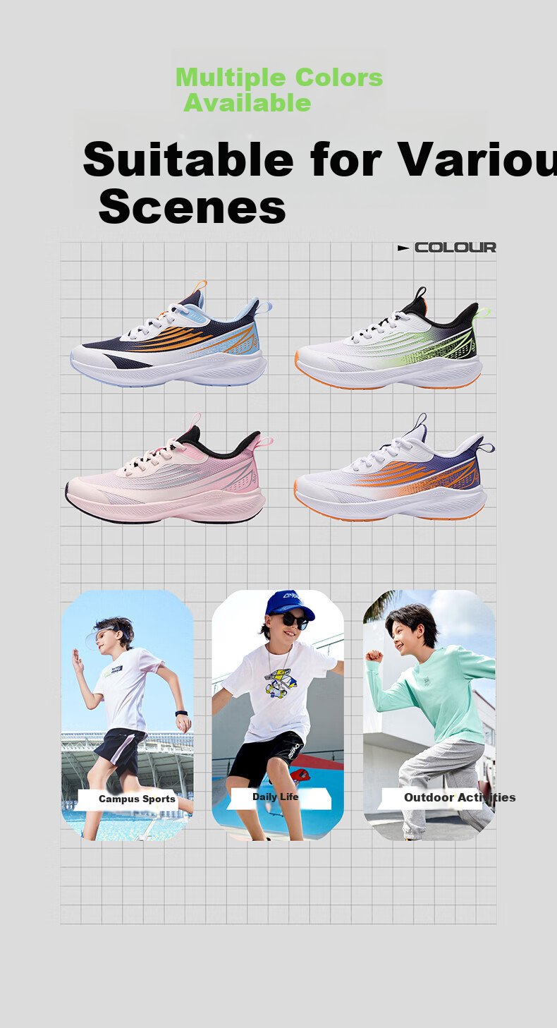361° Flash Speed 3.0 Children's Racing Running Shoes, Summer Youth Breathable Quick-Rebound Sports Exam Shoes, White, Size 40 8