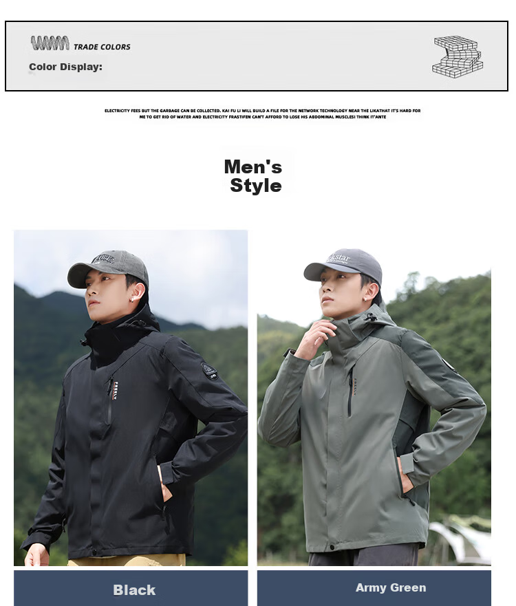 Jeanswest 3-in-1 Men's Outdoor Sports Mountaineering Camping Windproof Water-Repellent Jacket for Couples Spring 7