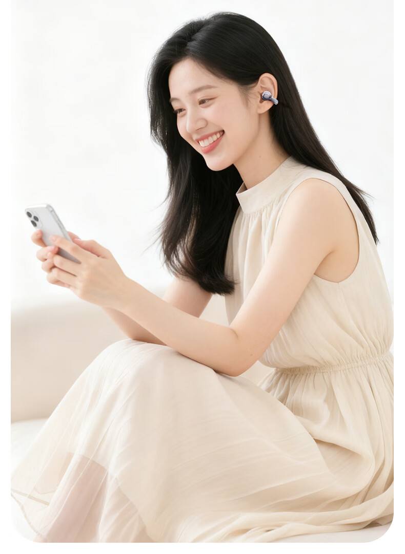 Aigo True Wireless Bluetooth 6.0 Open-Ear Clip-On Bone Conduction Sports Running Headphones for Kids CJ179 Rice Color 9