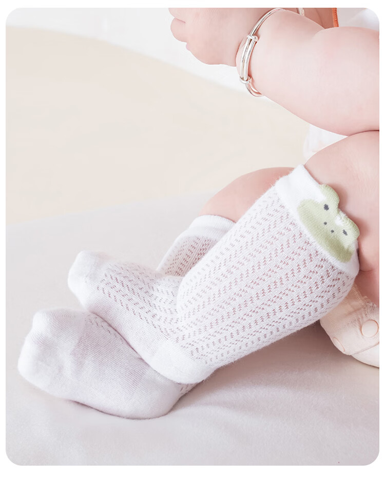 9i9 Baby Socks Mesh Summer Thin A-Class Anti-Mosquito Seamless Combed Cotton Mid-Calf Socks 3 Pairs for 1-3 Years Old Children 4