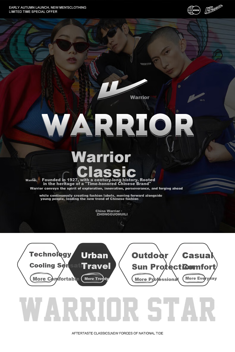 Warrior Men's Sweatshirt Spring and Autumn Comfortable Casual Crew Neck Long Sleeve T-Shirt Simple Pullover Base Layer 1