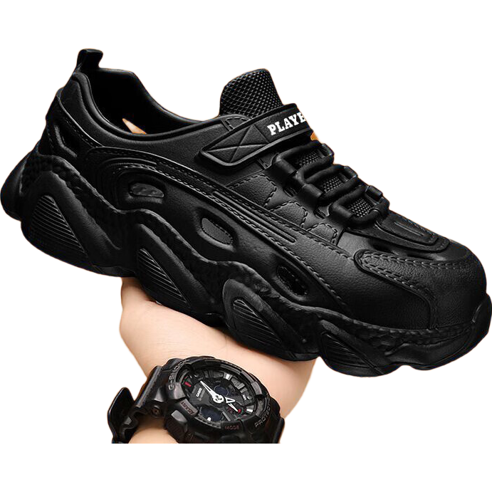 PLAYBOY Men's Sandals 2025 Summer Hollow Out Thick Sole Trendy Breathable Home Beach Shoes Black Size 43
