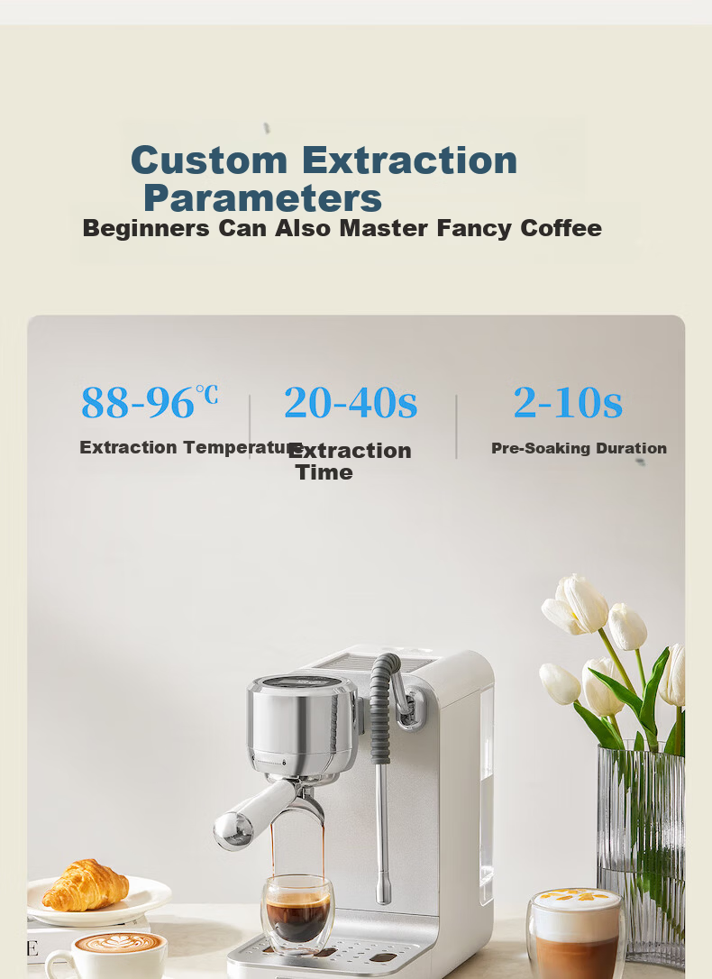 Kepura CP239 Espresso Coffee Machine Semi-Automatic Professional Home Office Small Steam Milk Frother Hot and Cold Dual Extraction 4