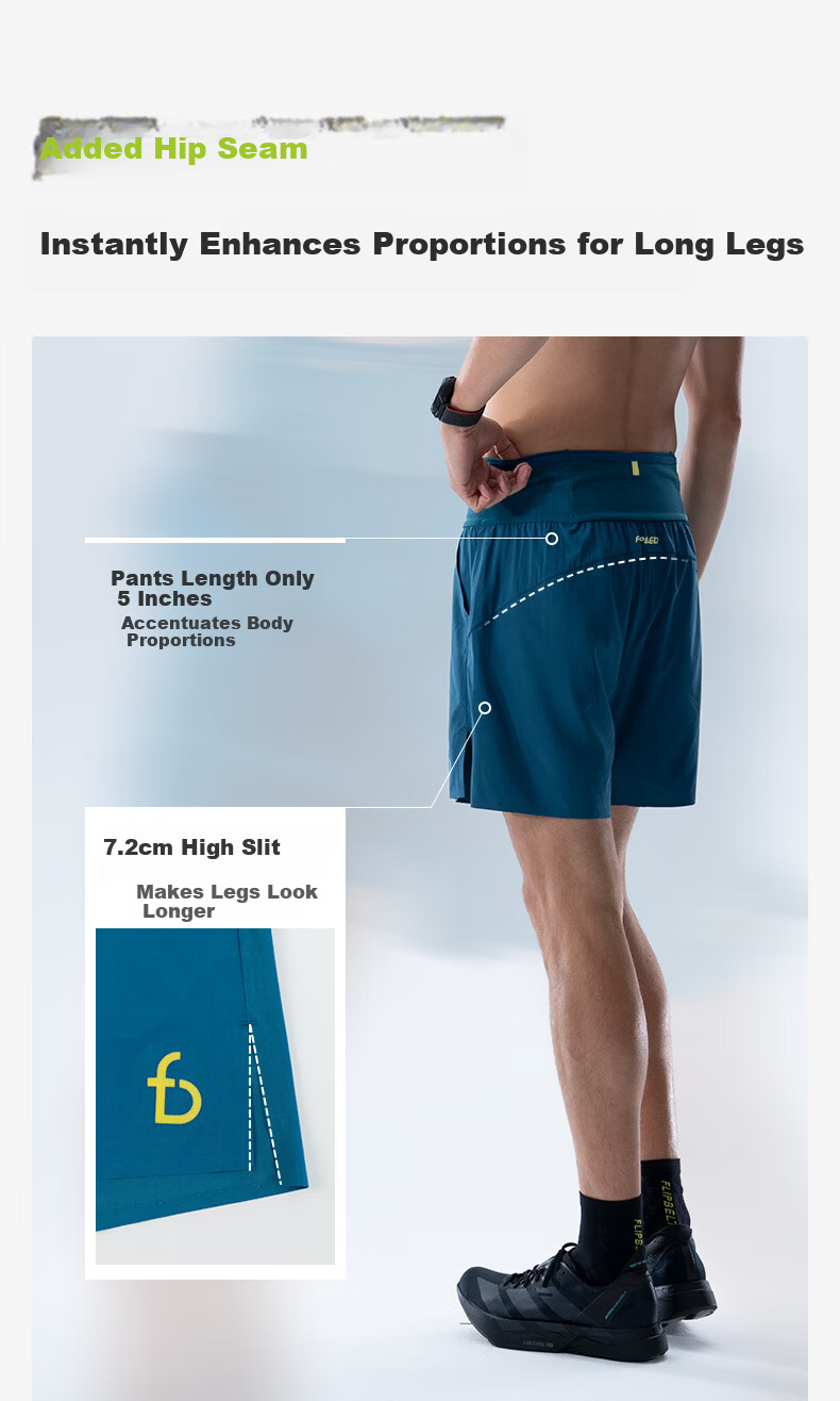 Feibit Air Pants 4.0 Men's Waist Bag Shorts Breathable Running Sports Pants 5-Inch Quick-Dry Lake Blue L 9