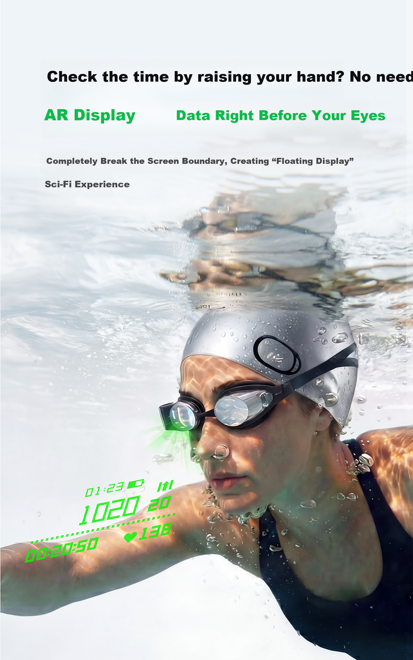 Holoswim 2 Pro AR Smart Swimming Goggles White Anti-Fog HD Prescription Swim Glasses for Men and Women 3