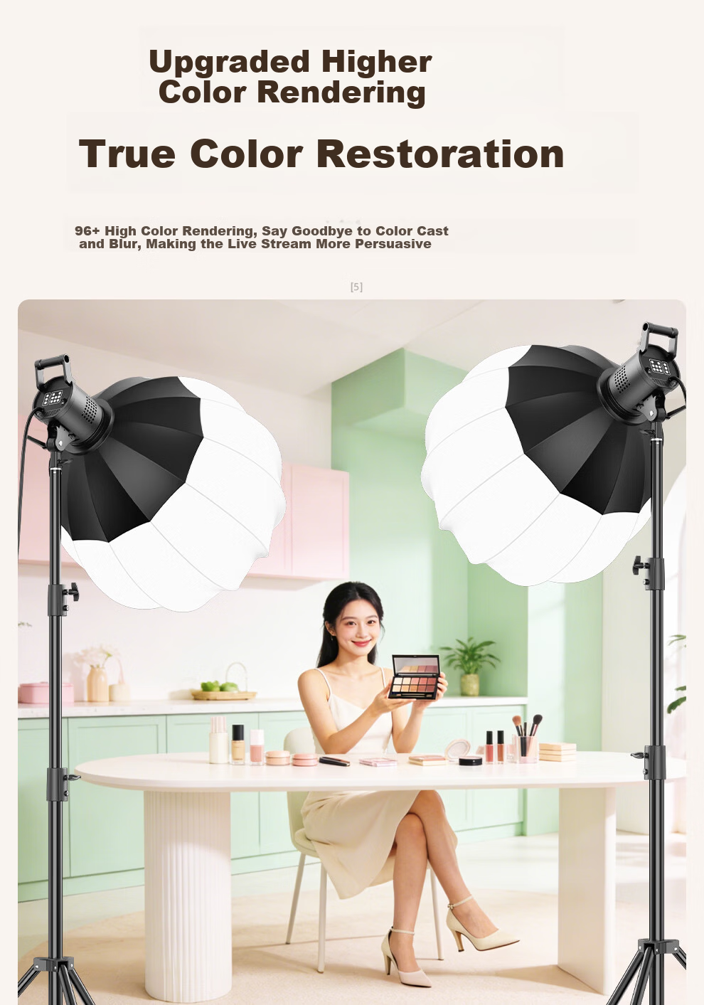 Beiyang Live Streaming Photography Fill Light, 500W Live Streaming Light Soft Light Professional Studio Constant Light Video Lighting Camera Soft Light Spherical Beauty Deep Throw Light 11