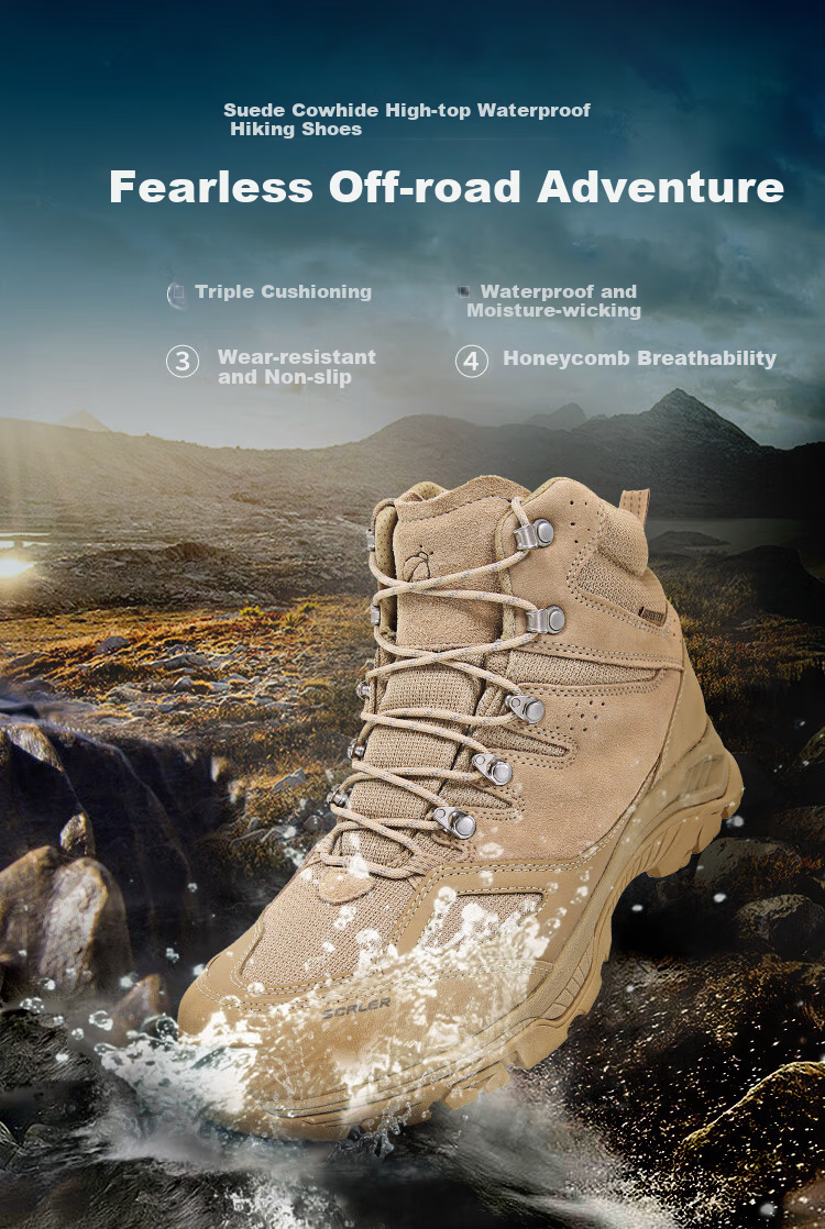 SCALER [King's Road] Professional Outdoor Hiking Boots for Men, Waterproof Non-Slip High-Top Anti-Foot Twisting Desert Boots Hiking Shoes for Wome 3