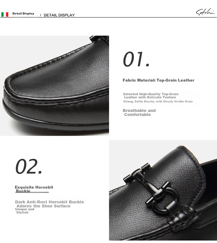 SATCHI Men's Shoes, Comfortable Slip-On Business Casual Shoes, Loafers, Casual Leather Shoes, 40782035Z, Black A, Size 42 11