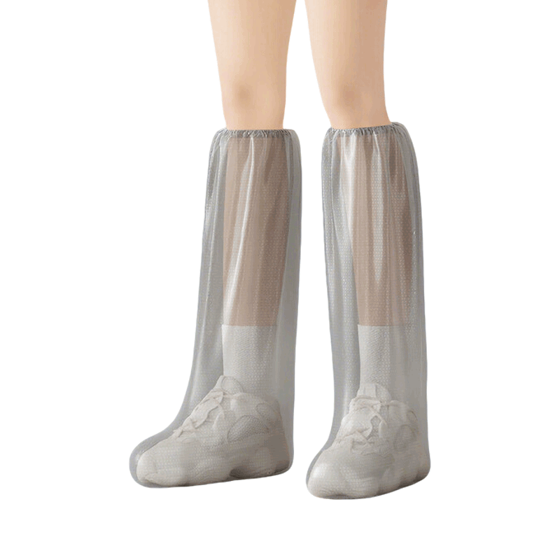 JAJALIN Disposable Waterproof Non-Slip Rain Shoe Covers Thickened Plastic Unisex Long Boot Covers Gray 10-Pack