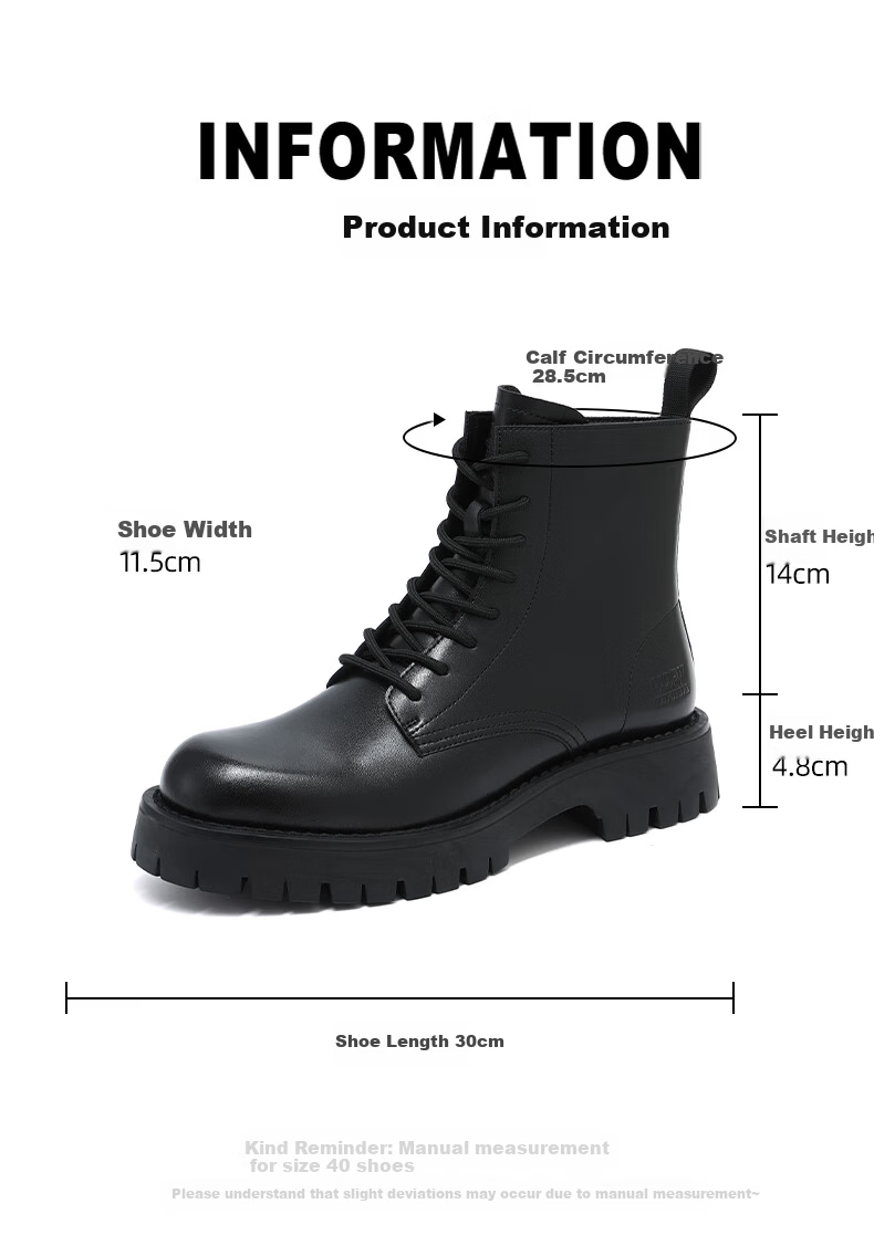 Mark Fairwhale Men's Martin Boots Winter New Leather Snow Boots Black Cotton Shoes 43 11