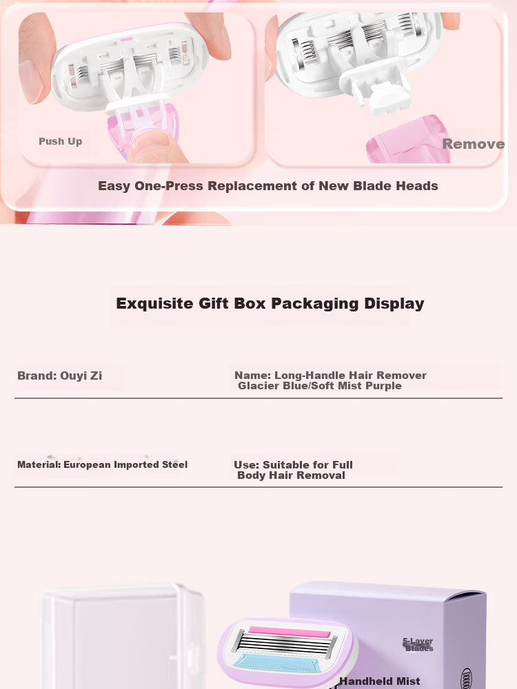 Ouyizi Women's Hair Removal Razor Underarm Hair Remover Leg Hair Shaver Private Area Trimmer Purple 11