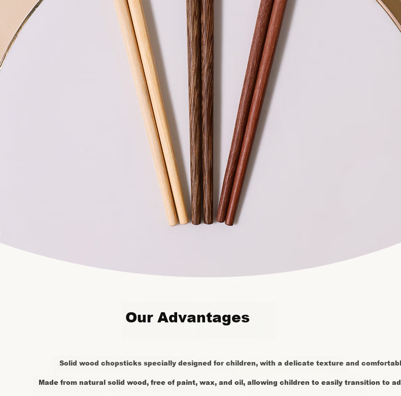 CORN Children's Chopsticks Household Solid Wood Non-Painted Non-Waxed Short Chopsticks for Kids Kindergarten Baby Learning Chopsticks 2